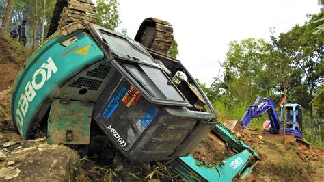 mini excavator tipped over|mini excavators tip over.